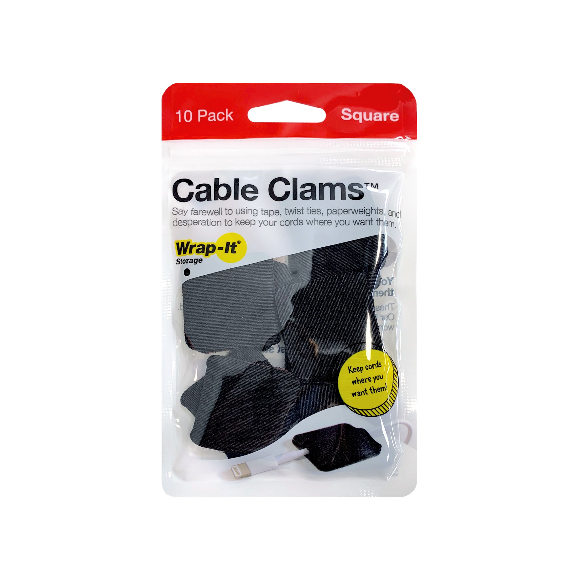 Cable Clams - Square (10-Pack) Black