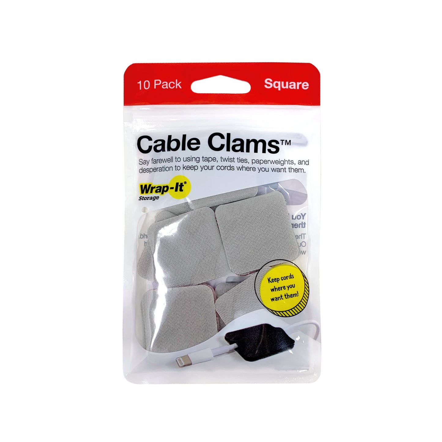 Cable Clams - Square (10-Pack) - Wrap-It Storage