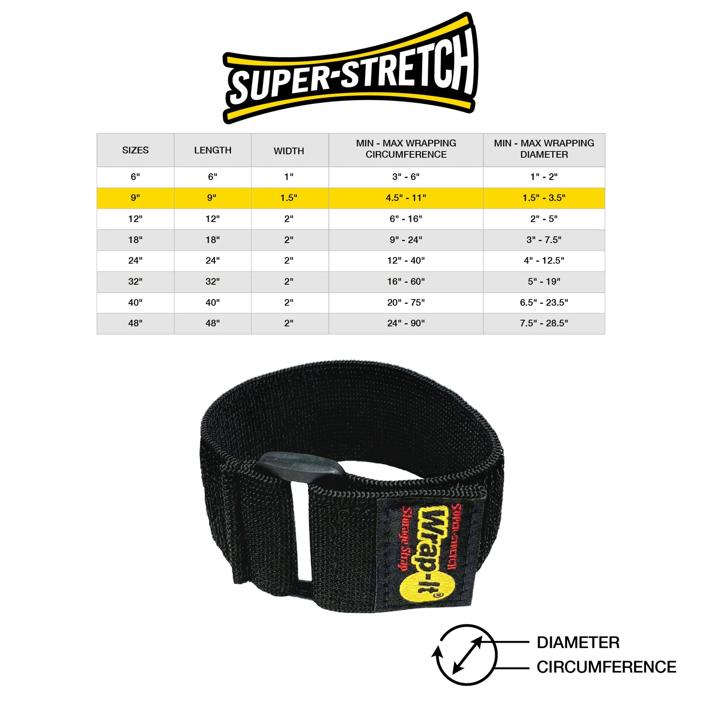 Super-Stretch Storage Straps - 9-in. (5-Pack)