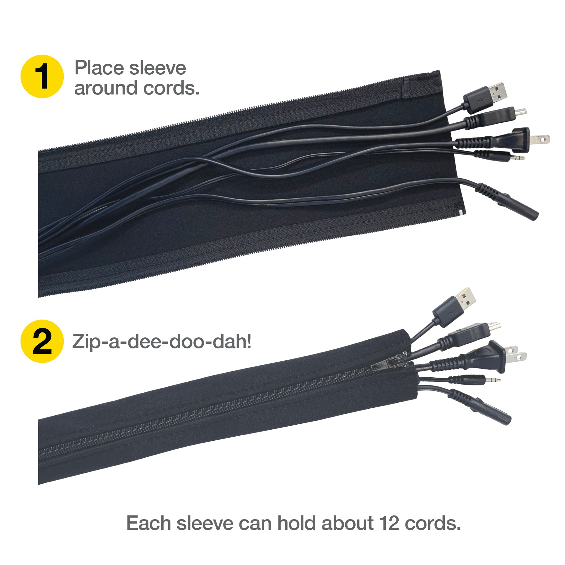 Cable Sleeve - Zipper Closure - 24-in. (2-Pack) - Wrap-It Storage
