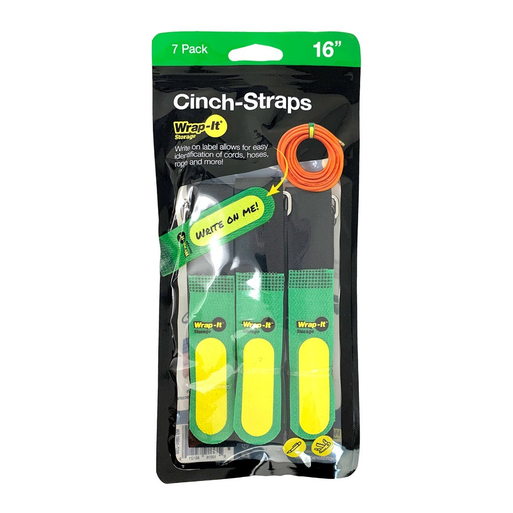 Cinch-Straps - 16-in. (7-Pack) Black/Green - Wrap-It Storage