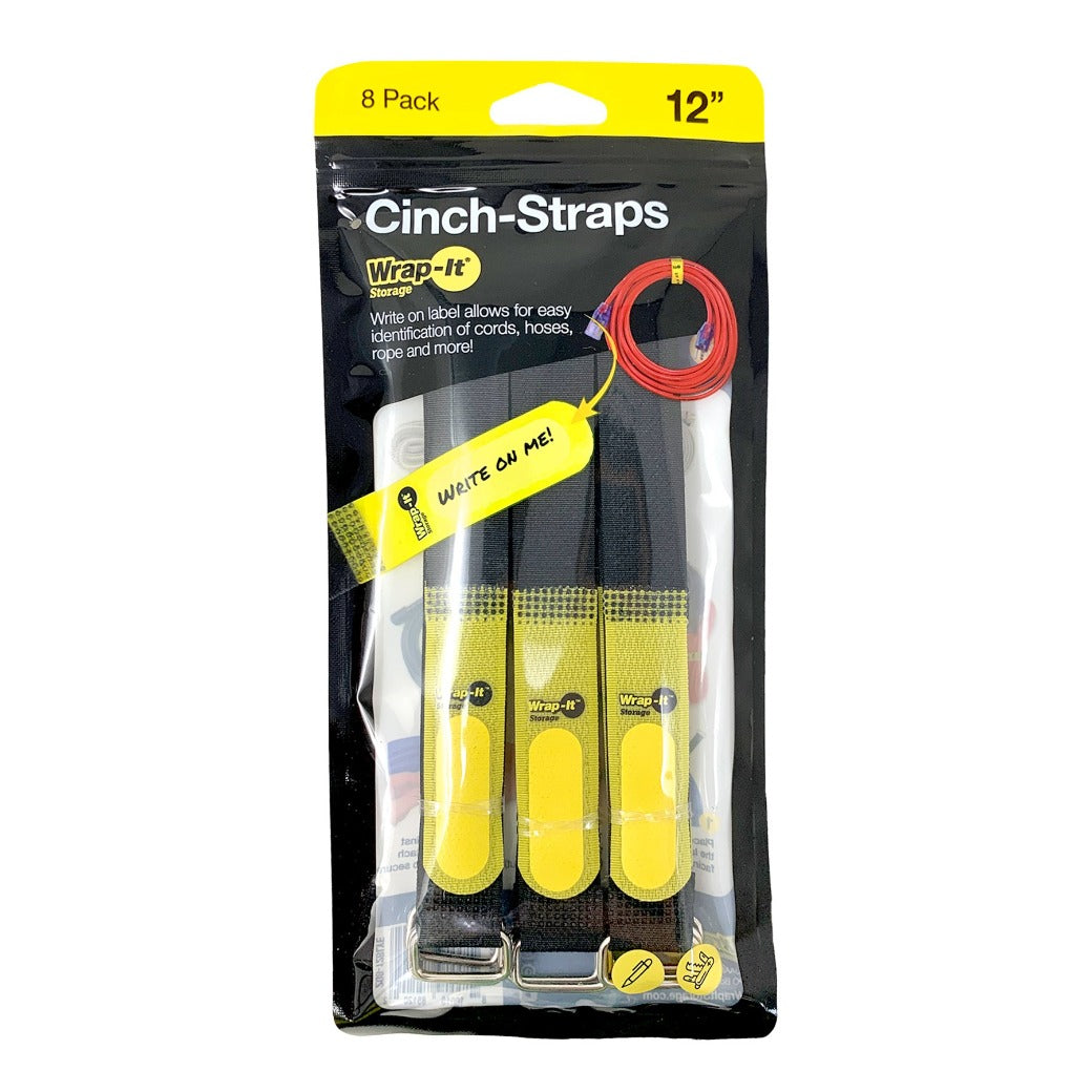 Cinch-Straps - 12-in. (8-Pack) Black/Yellow - Wrap-It Storage