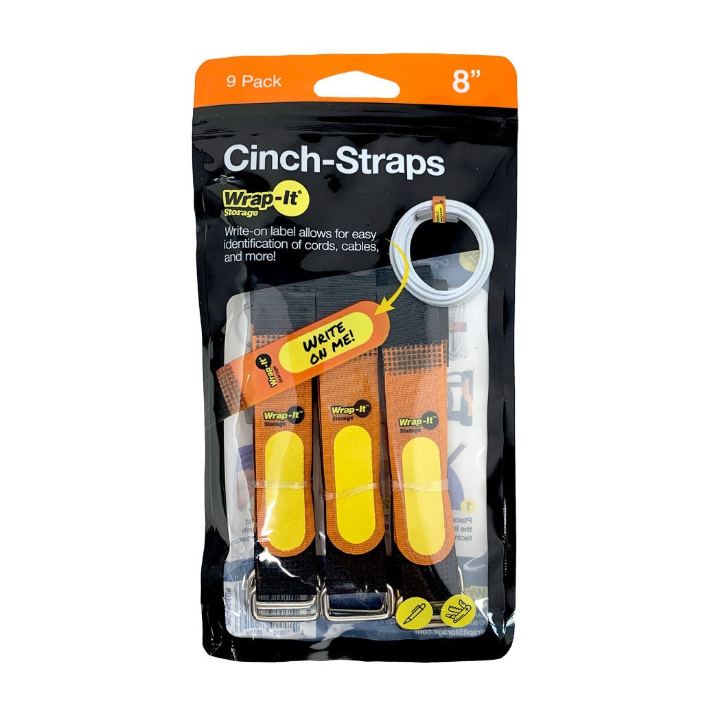 Cinch-Straps 8-in. (9-Pack) Black/Orange - Wrap-It Storage