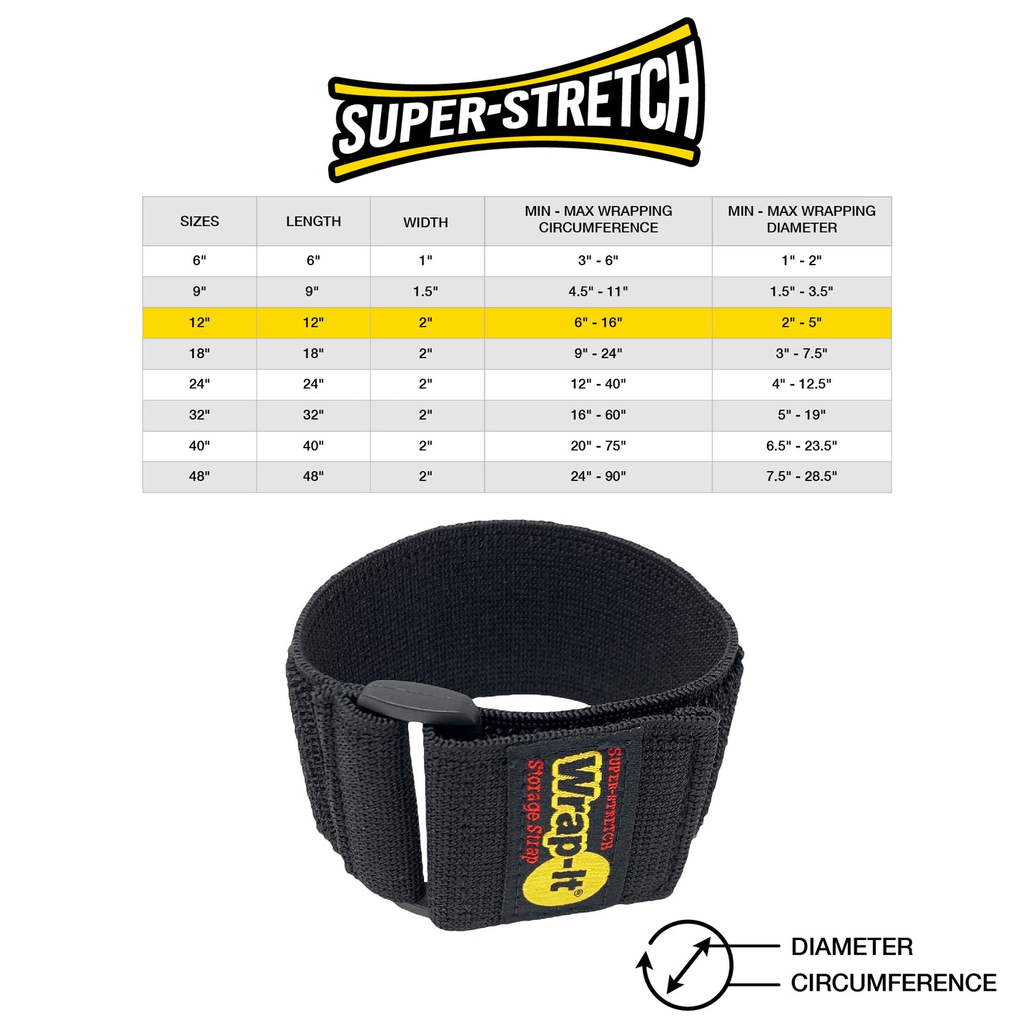 Super-Stretch Storage Straps - 12-in. (4-Pack) - Wrap-It Storage