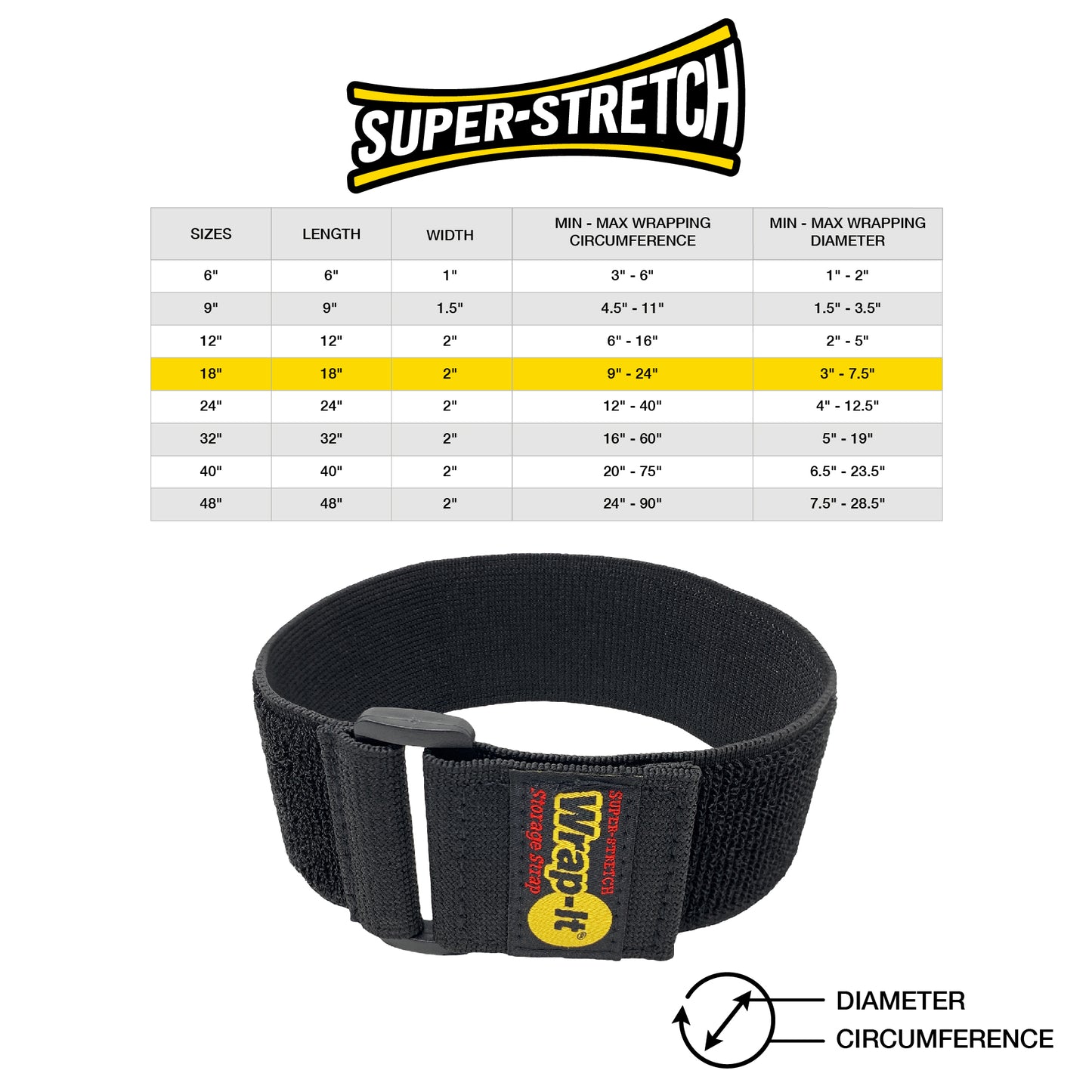 Super-Stretch Storage Straps - 18-in. (3-Pack) - Wrap-It Storage