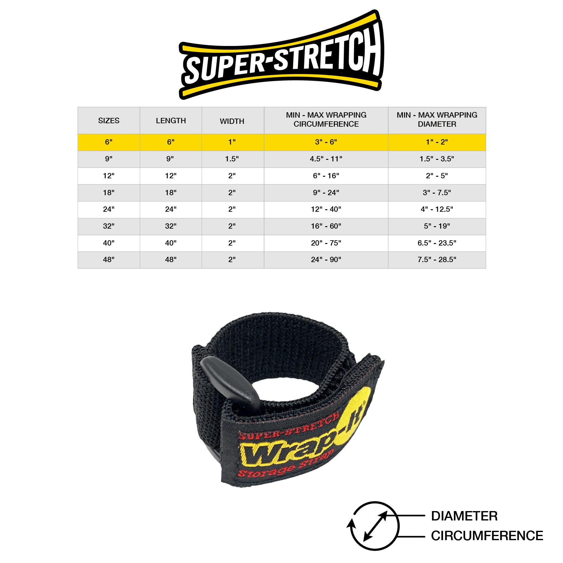 Super-Stretch Storage Straps - 6-in. (6-Pack) - Wrap-It Storage